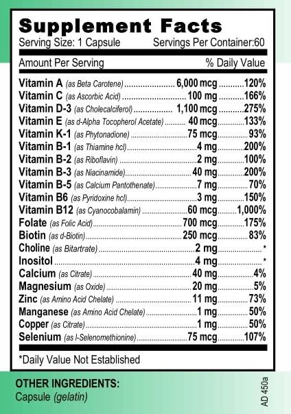Vita4Life ADEK Fat Soluble Vitamins A D E K Capsule 60 Count