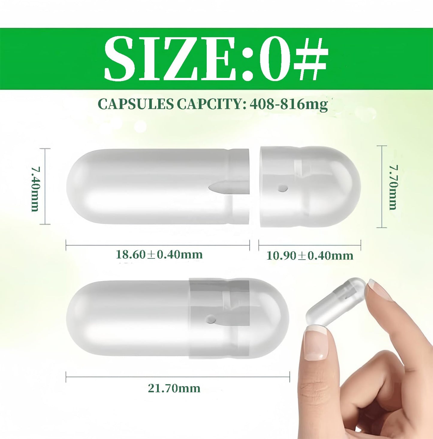 Generic Size 0 Empty Vegetable Capsules, Clear, 1000 Count