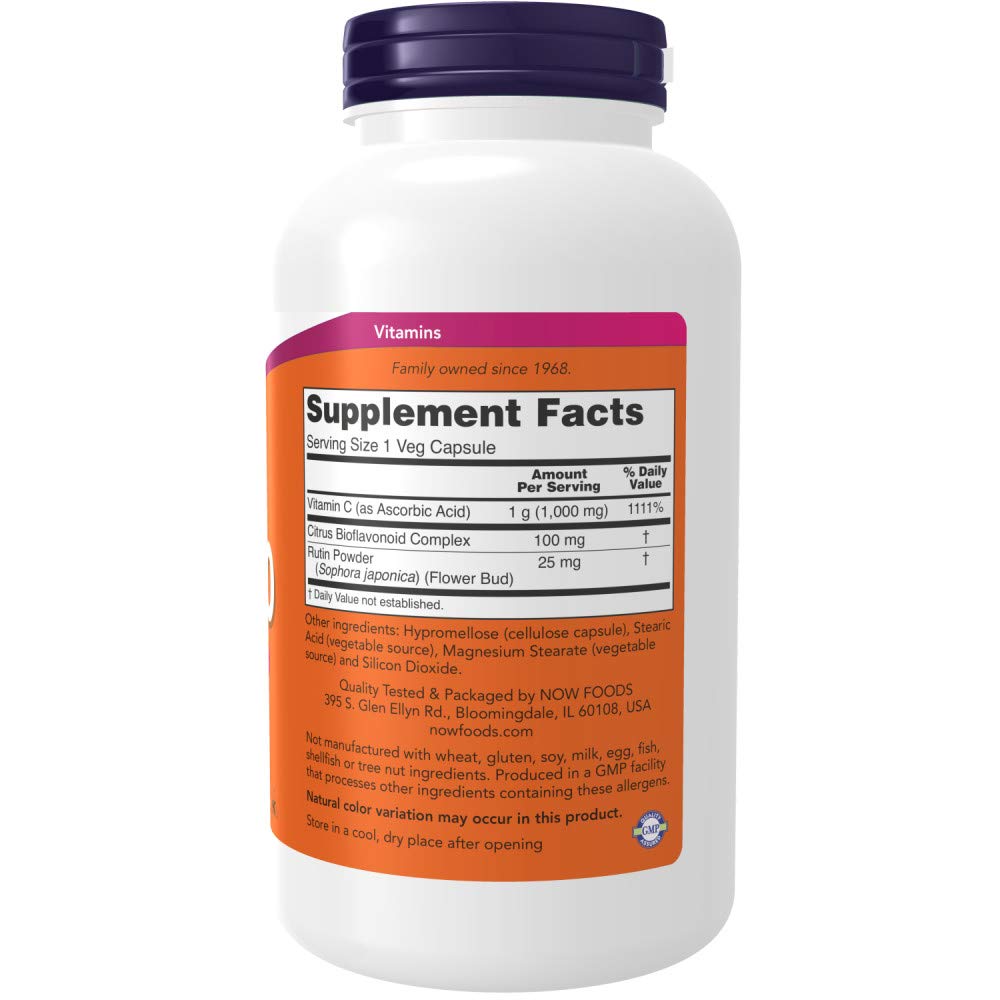NOW Foods Vitamin C-1000 with Bioflavonoids Veg Capsules, 500 Count