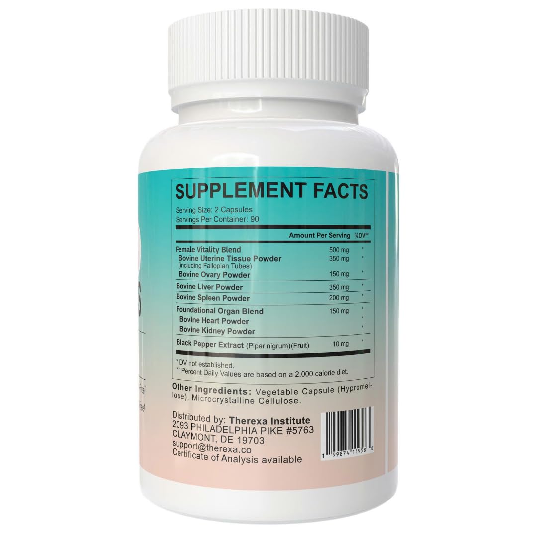 THEREXA Primal Beef Organ Supplement for Women Capsules, 180 Capsules