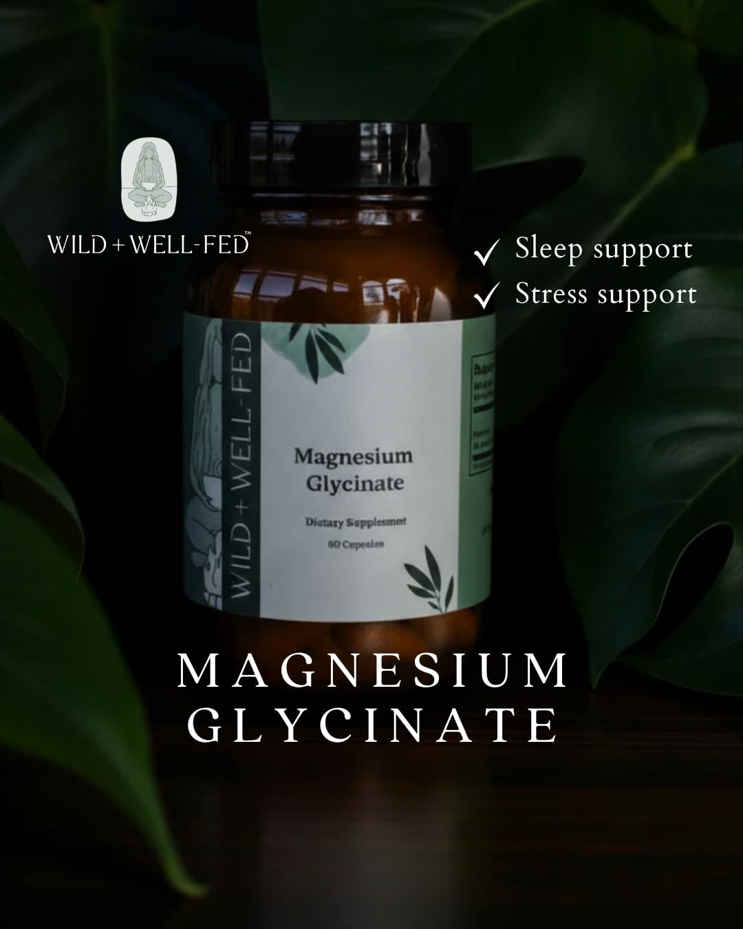 Wild + Well-Fed Magnesium Glycinate Capsules 60 Count