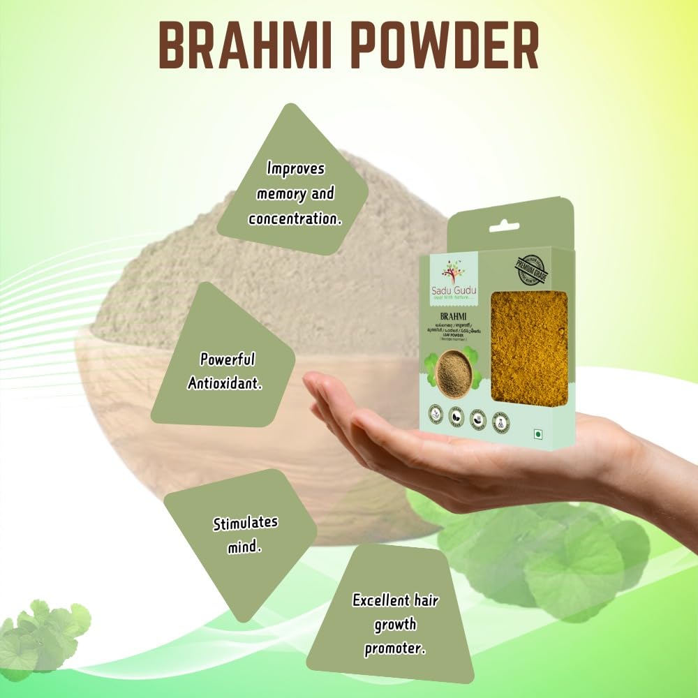 Sadu Gudu Brahmi Gotu Kola Centella asiatica Vallarai Leaves Powder, 3.52