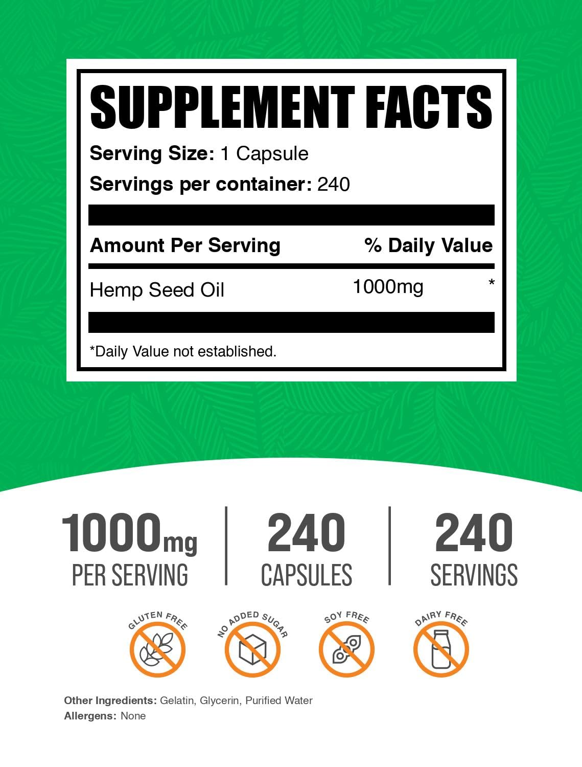 BulkSupplements Hemp Seed Oil Softgels 240 Count