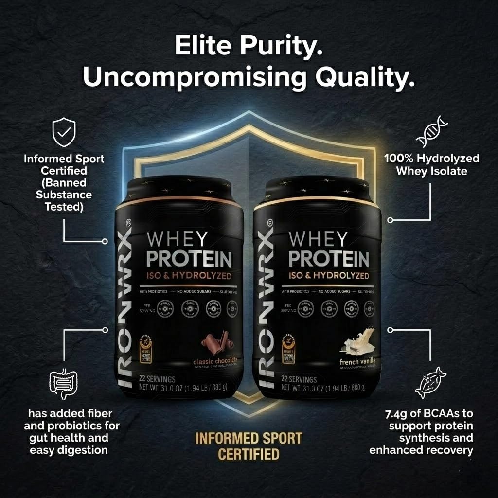 IRONWRX 100% Hydrolyzed Whey Protein Isolate Powder, Chocolate, 70 Servings