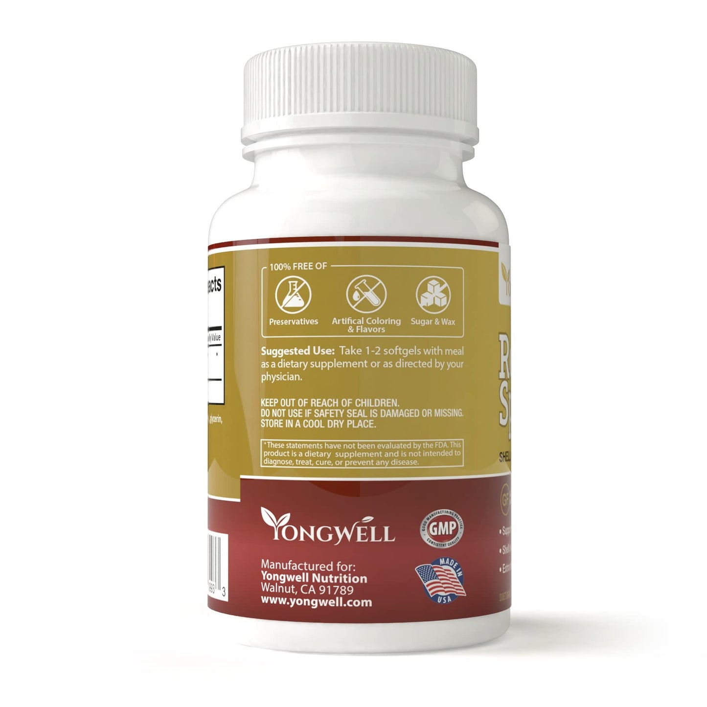 YongWell Reishi Spore Oil Shell-Broken Extra Strength 500mg Softgels 60 Count