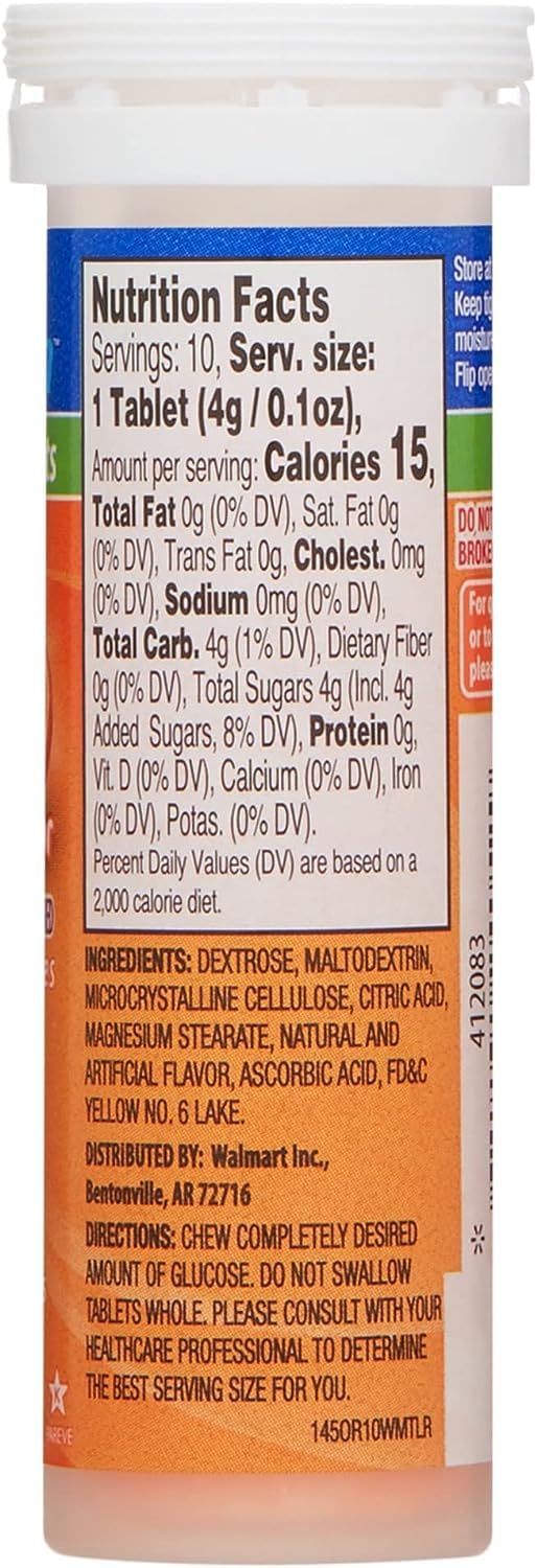 FUSION SHOP STORE Glucose Tablets, Orange Flavor Chewable 10 Count