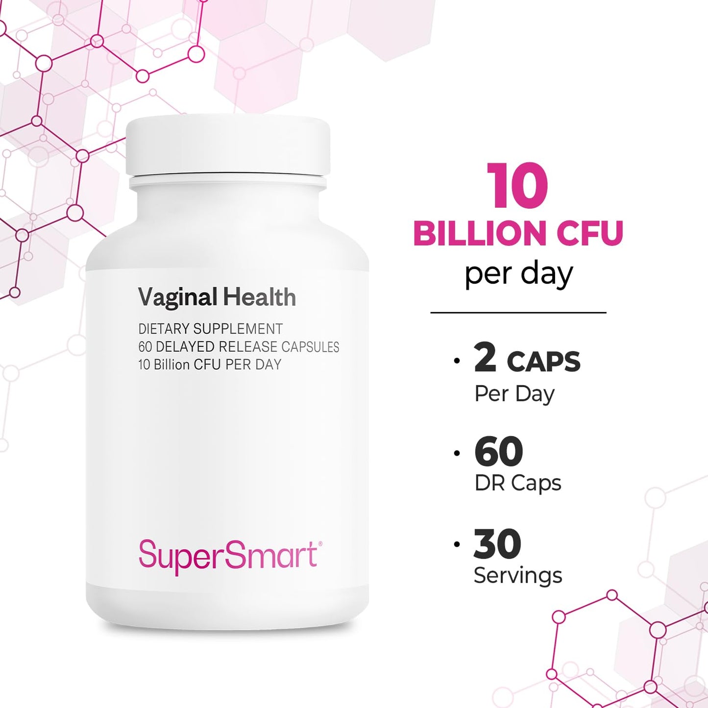 Supersmart Vaginal Health - Prebiotic & Probiotic (with Lactobacillus Acidophilus) - Intimate Hygiene & Flora for Women Capsule 60