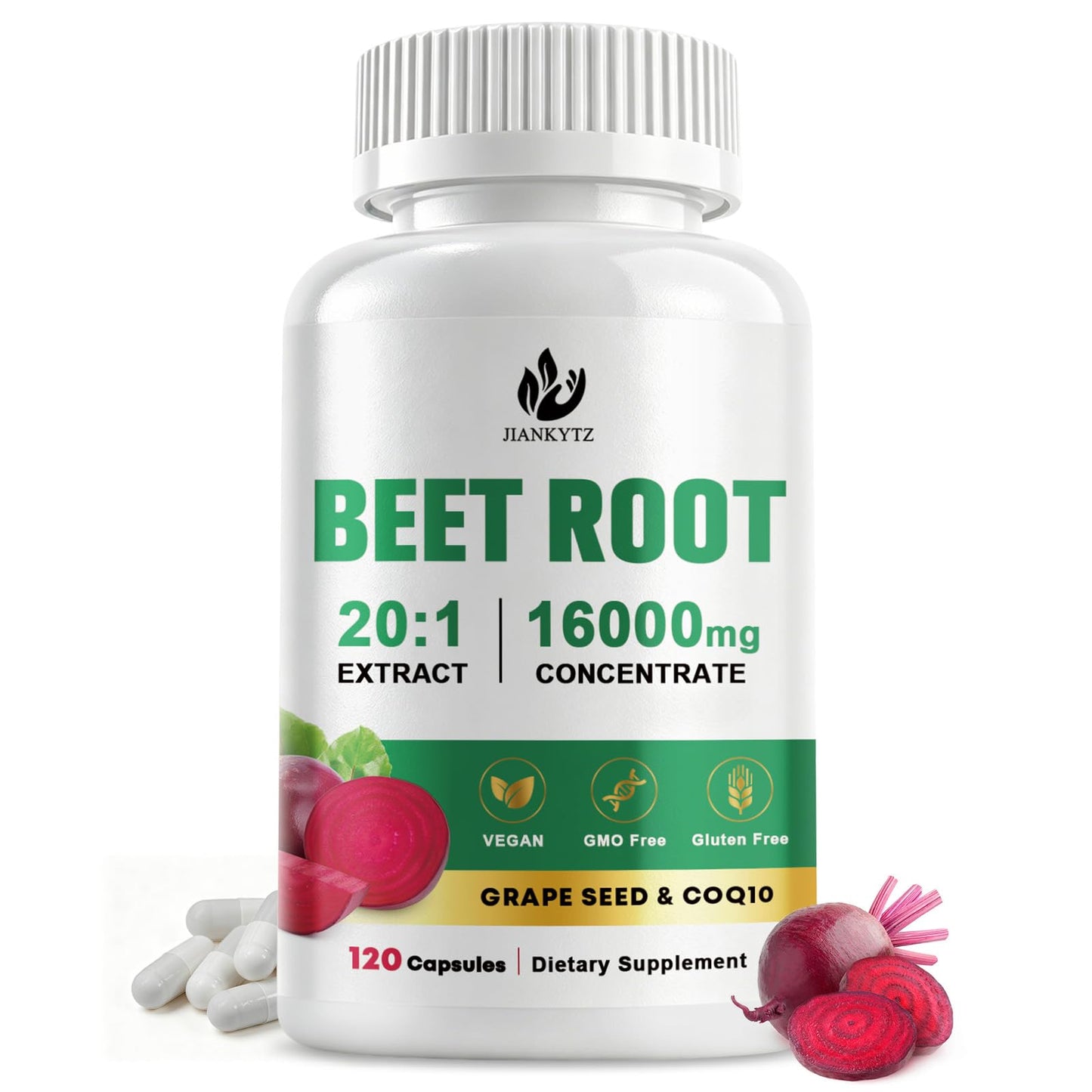 JIANKYTZ Beet Root Capsules, 120 Capsules