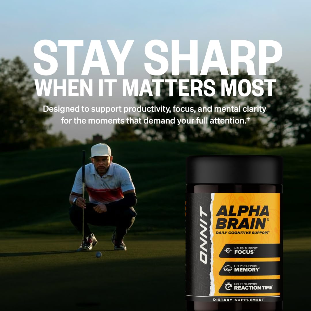 ONNIT Alpha Brain Nootropic Brain Supplement for Focus, Memory, Mental Clarity, Cognitive Support with L-Theanine and Vitamin B6, Capsule, 30 Count