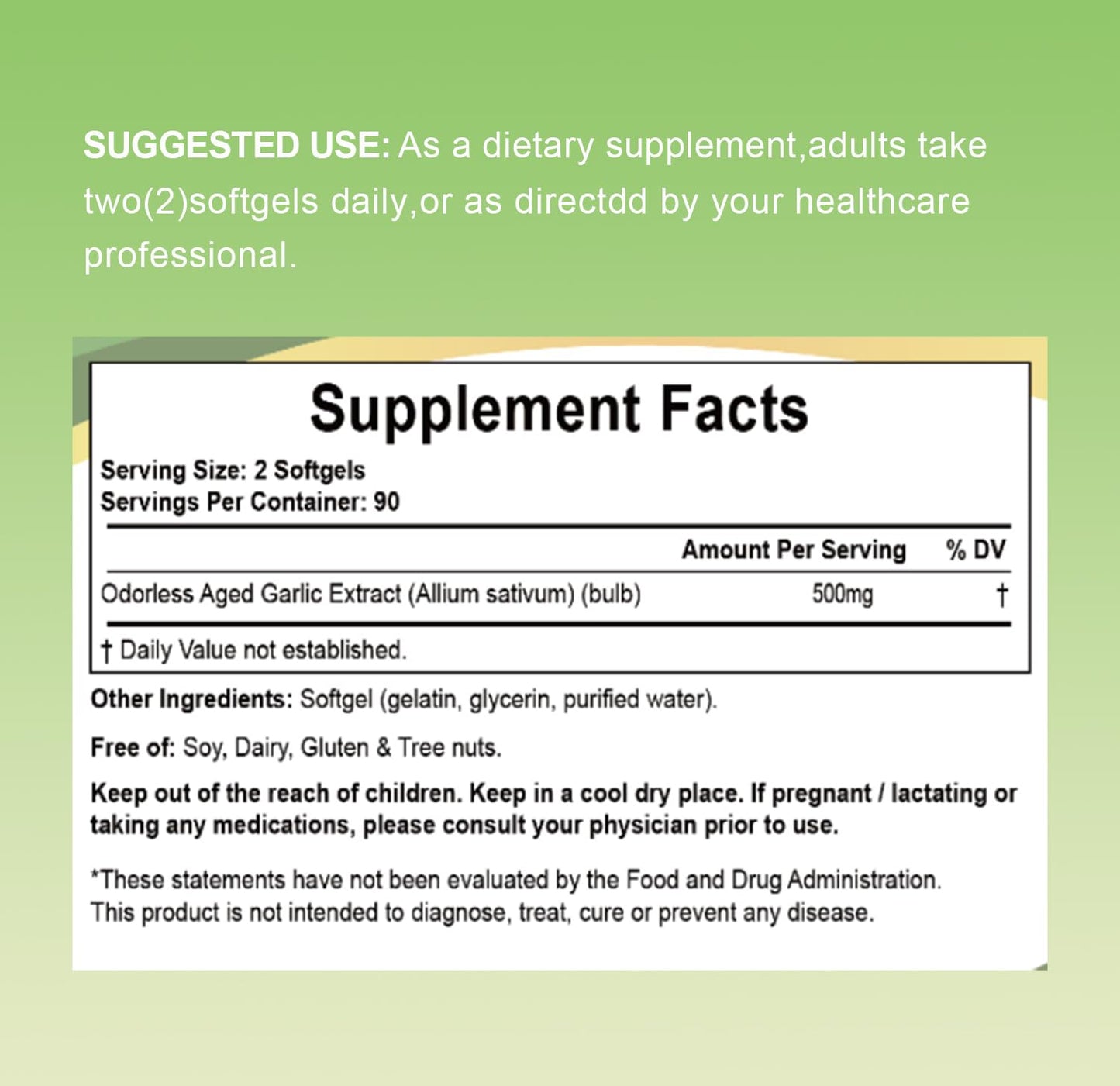 RTMGOB Organic Aged Garlic Extract Supplements 180 Softgels