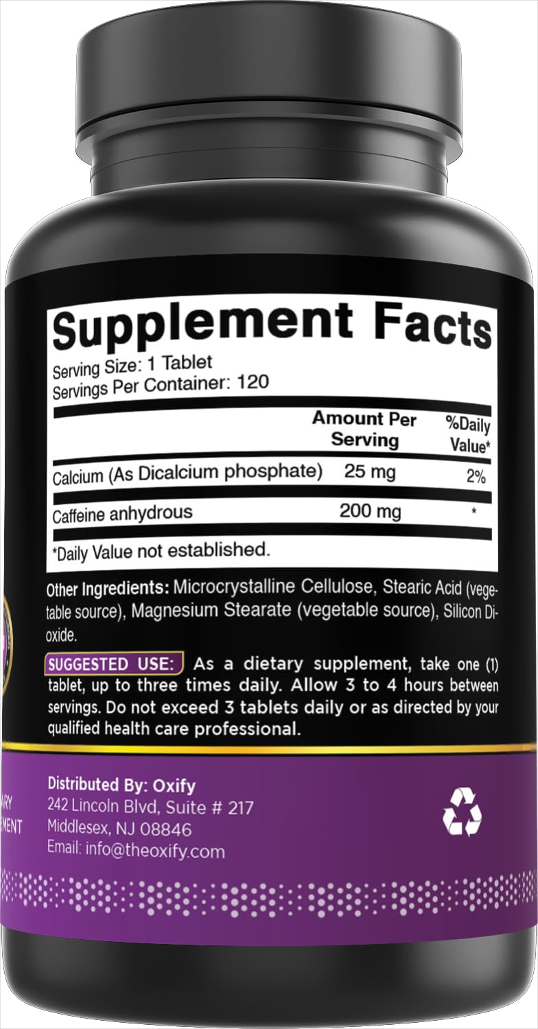 Oxify Caffeine 200 mg Tablet, 120 Tablets