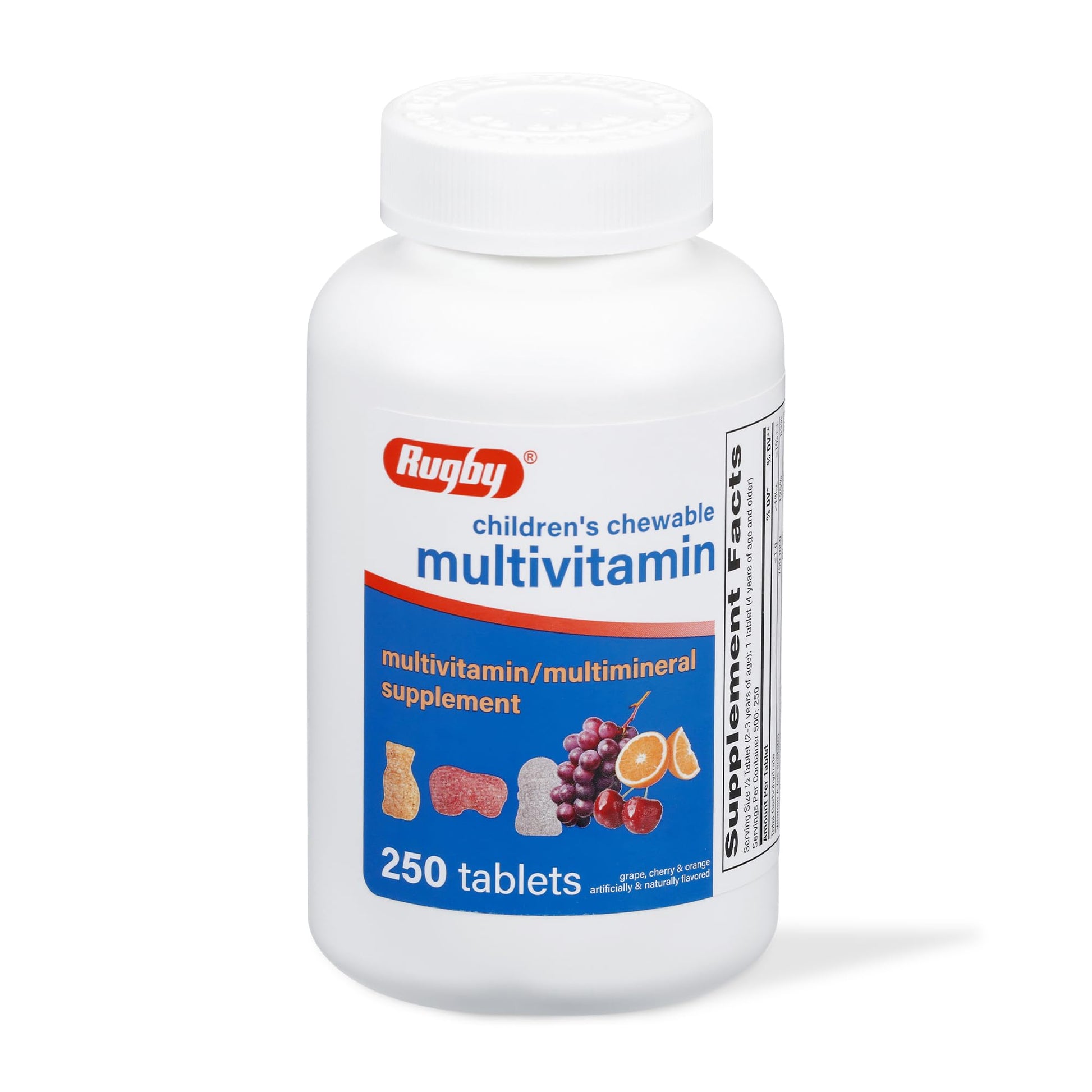 Rugby Laboratories Children's Chewable Multivitamin Tablets, 250 Count