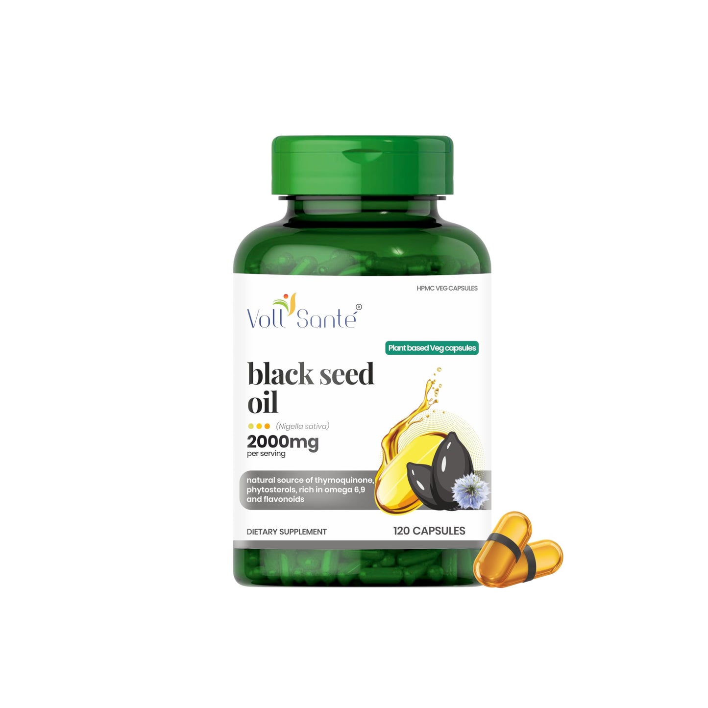 Voll Santé Black Seed/Nigella Sativa Seed Oil Capsules 120 Capsules