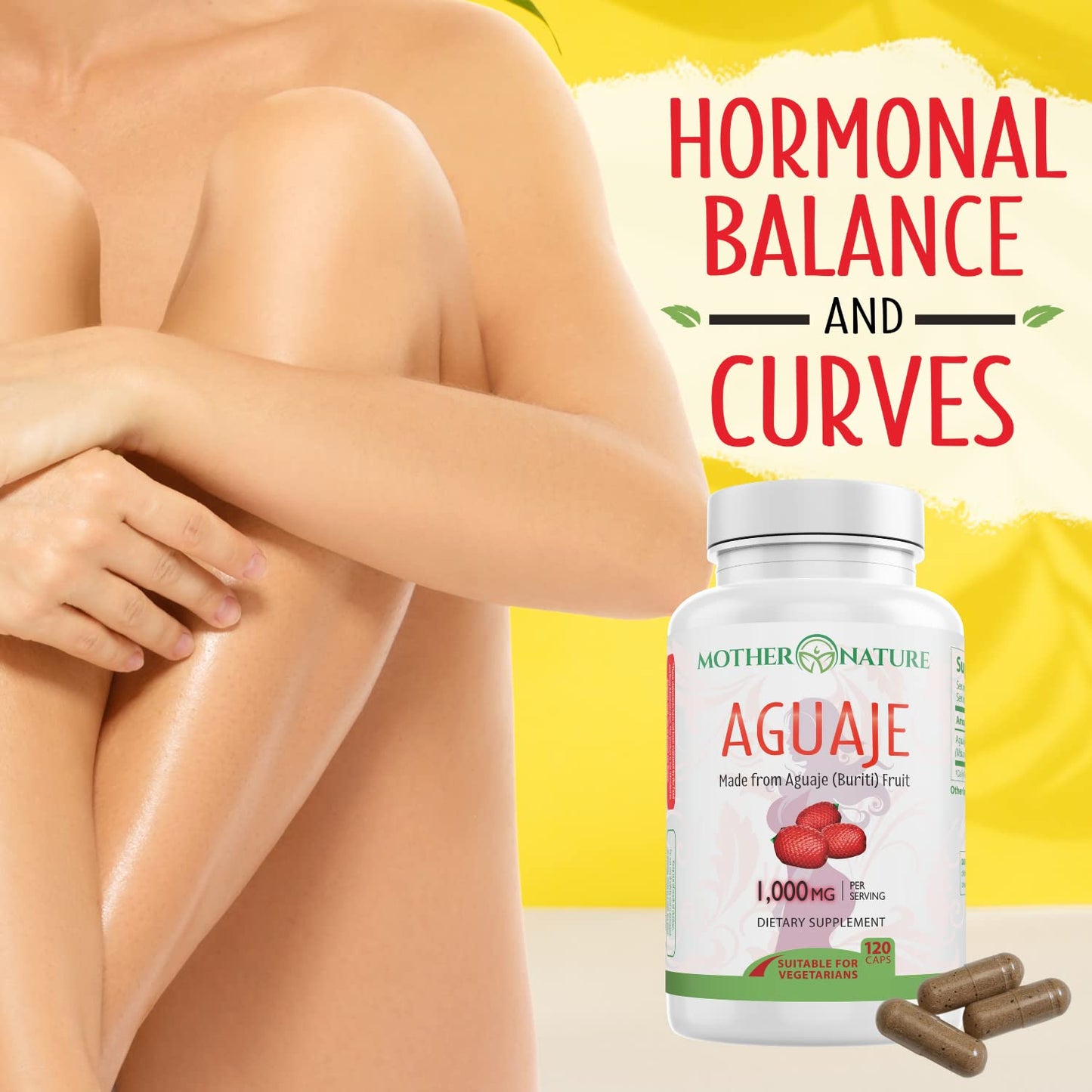 Mother Nature Organics Superfoods for Organic Living Aguaje Curves Capsules, 120 Count