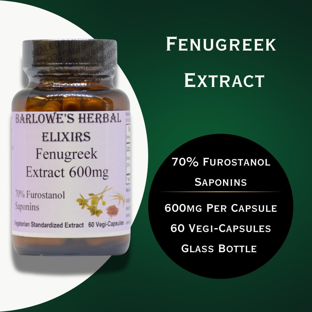 Barlowe's Herbal Elixirs Fenugreek Extract Capsules, 60 Vegi-Capsules