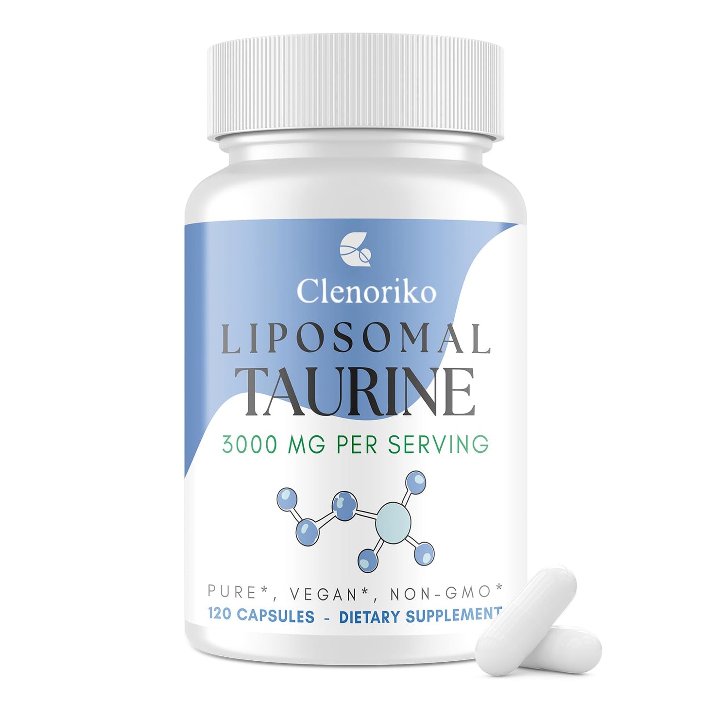 Clenoriko Liposomal Taurine Supplement 3000mg Capsule, 120 Count