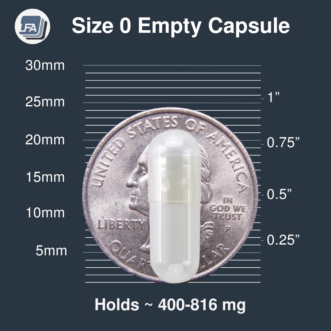 LFA Tablet Presses Vegan Pullulan Size 0 Empty Capsules, 1000 Count