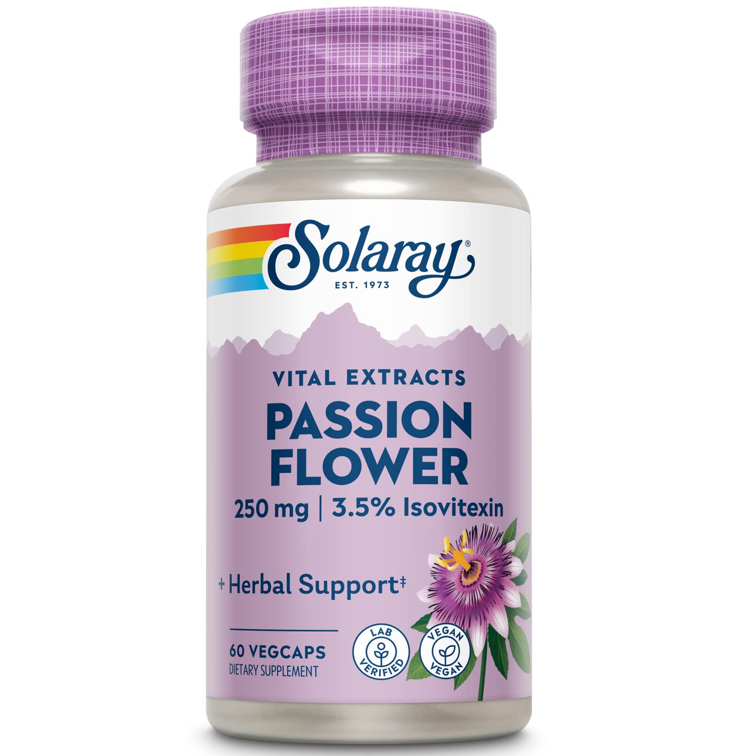 SOLARAY Passion Flower Extract Capsules, 60 Count