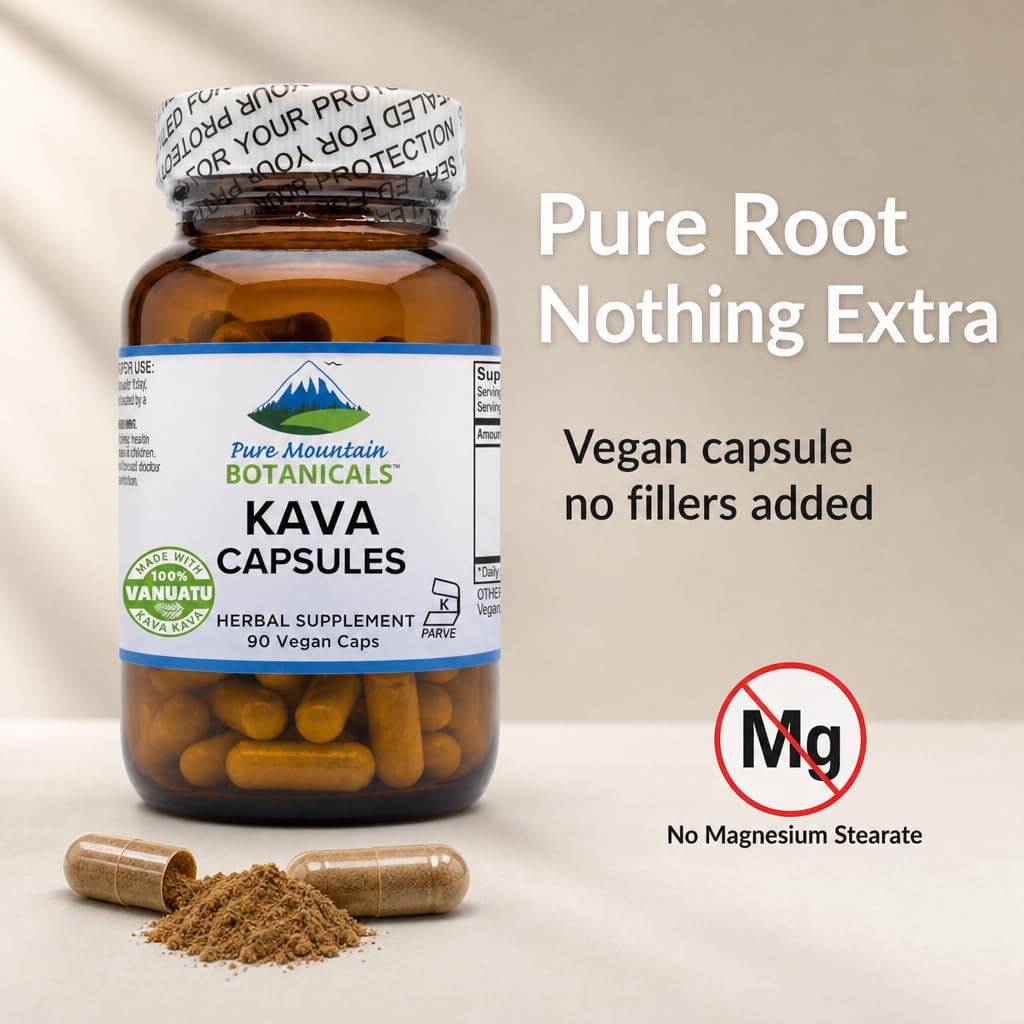 Pure Mountain Botanicals Kava Kava 400mg Capsules, 90 Capsules