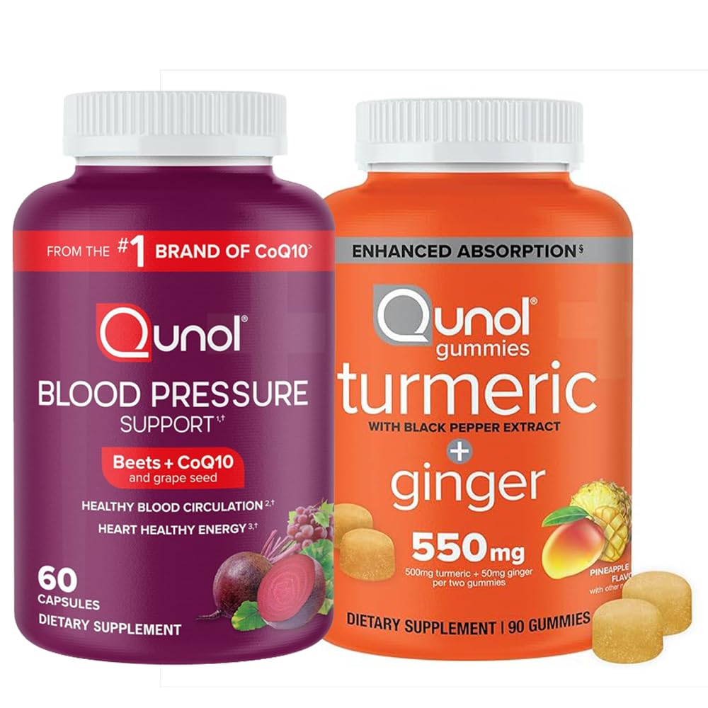 Qunol Beets & Turmeric: Blood Pressure Support, 60 Tablets & Turmeric and Ginger, 90 Gummies