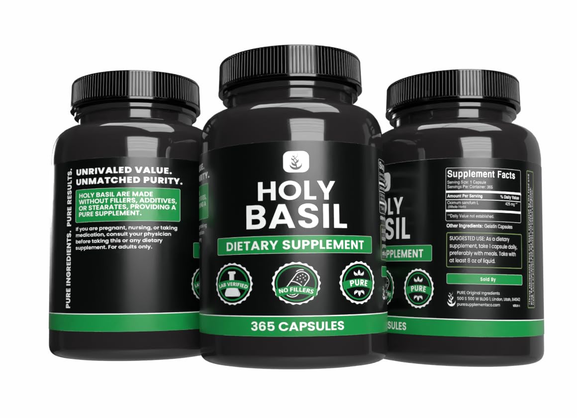 Pure Organic Ingredients Holy Basil 365 Capsules