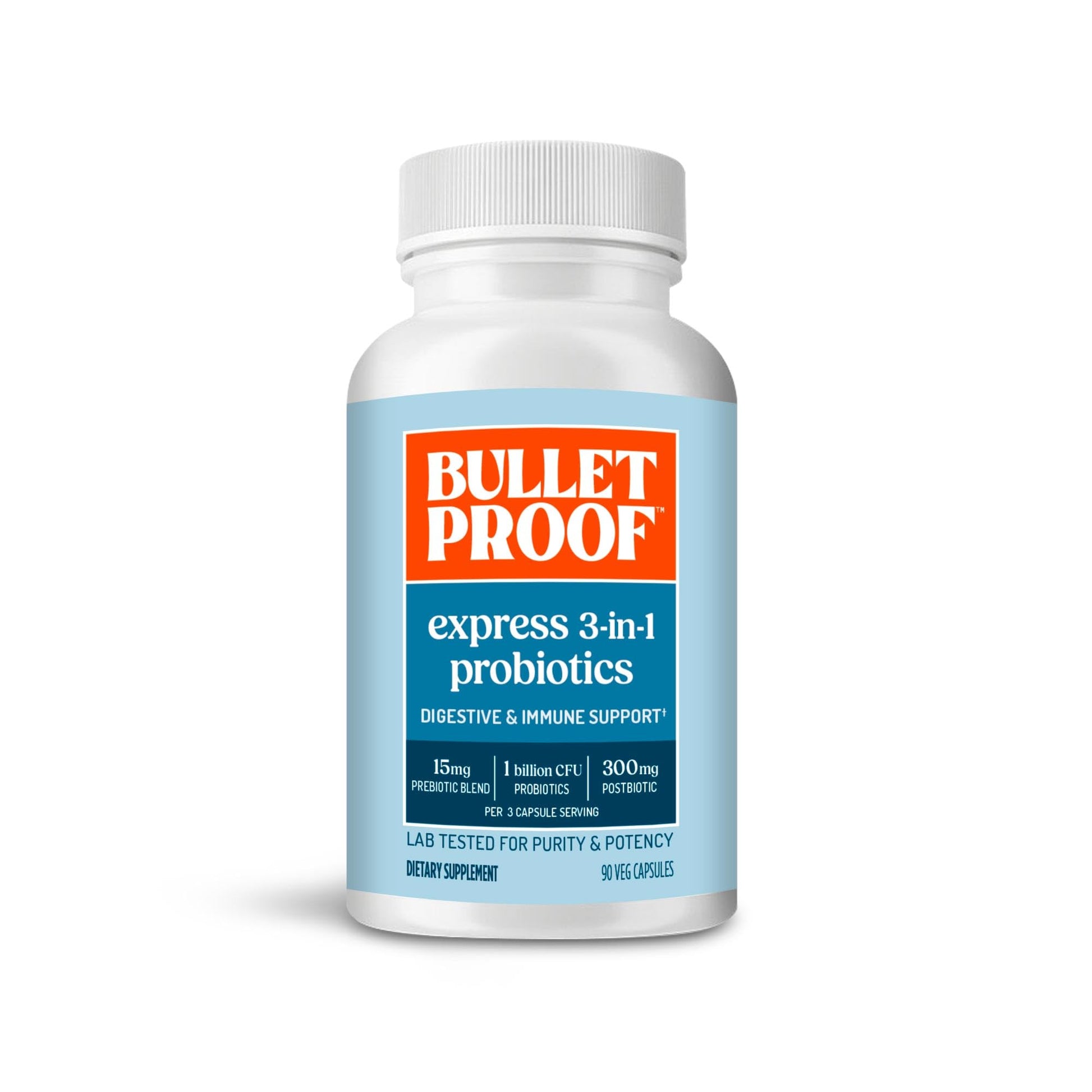 Bulletproof Express 3-in-1 Probiotic & Postbiotics Capsule, 90 Count