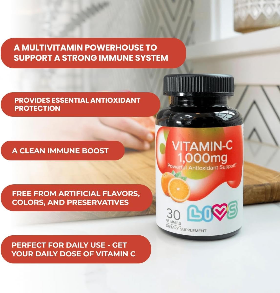 LIVS Vitamin C 1000mg Gummies 30 Count