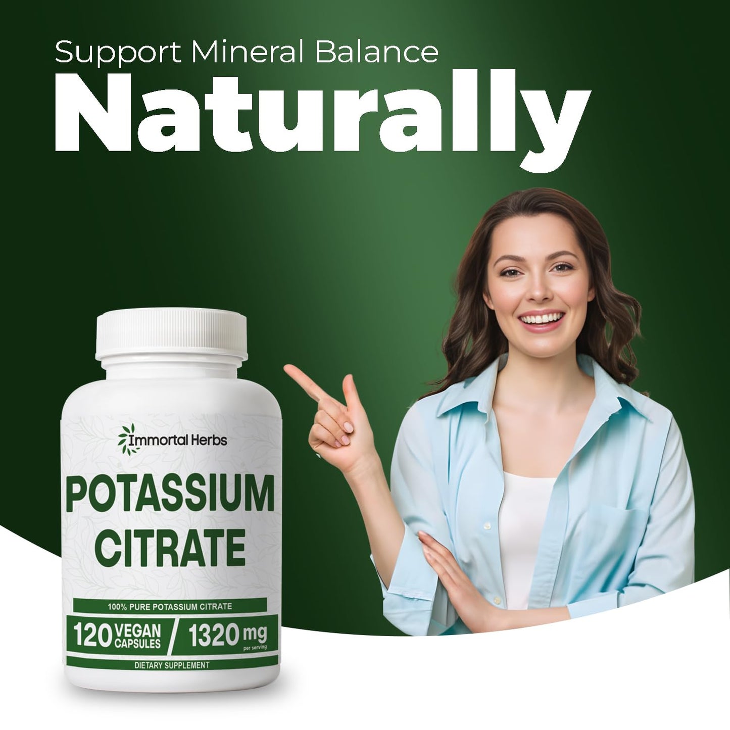 Immortal Herbs Potassium Citrate Supplement Capsule 120 Capsules