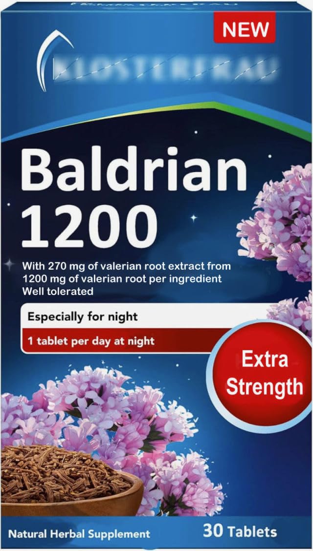Generic Baldrian 1200 with Valerian Root Dry Extract, Vegan, Lactose-Free, 30 Tablets
