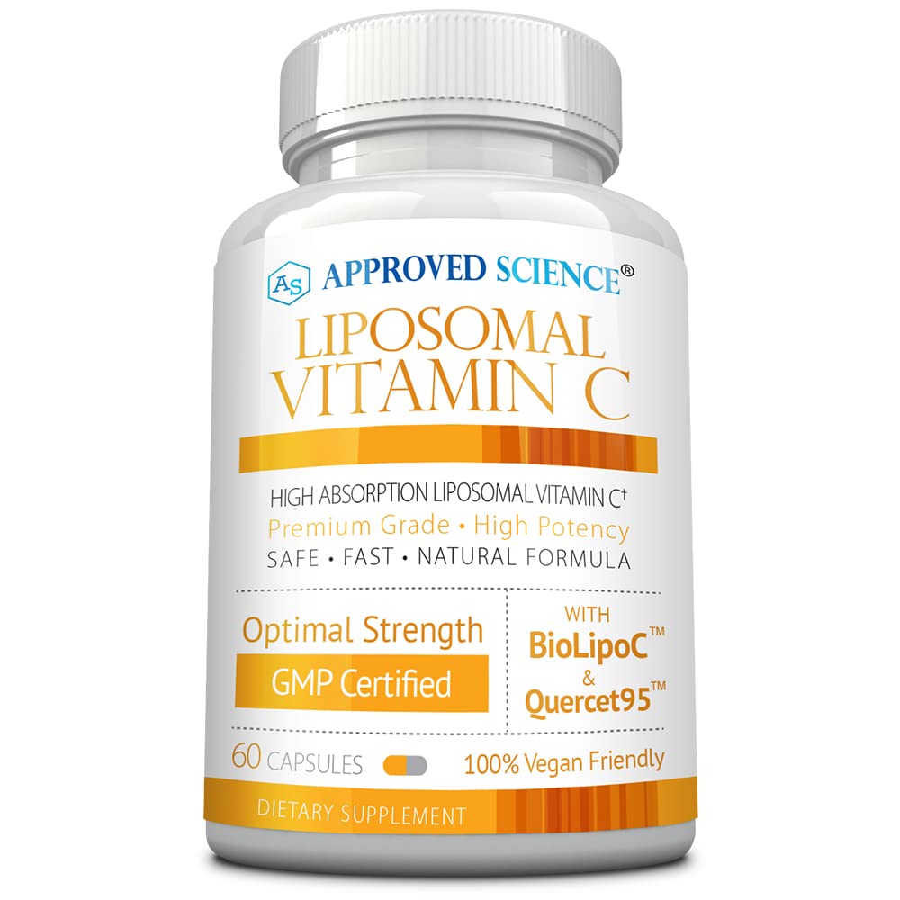 Approved Science Liposomal Vitamin C with Quercetin 1100 mg Capsules, 60 Count