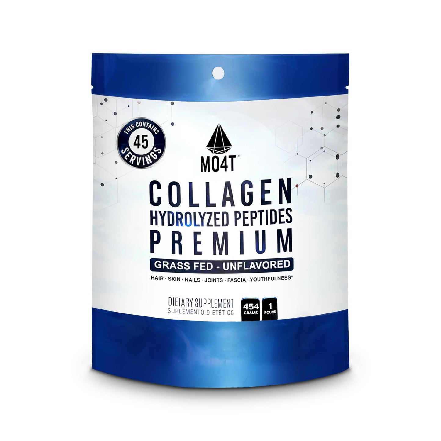 MOMOF4TRANSFORM MO4T Collagen Peptides Collagen Powder - Hydrolyzed Collagen - Grass-Fed - Unflavored, 1 Pound, 16