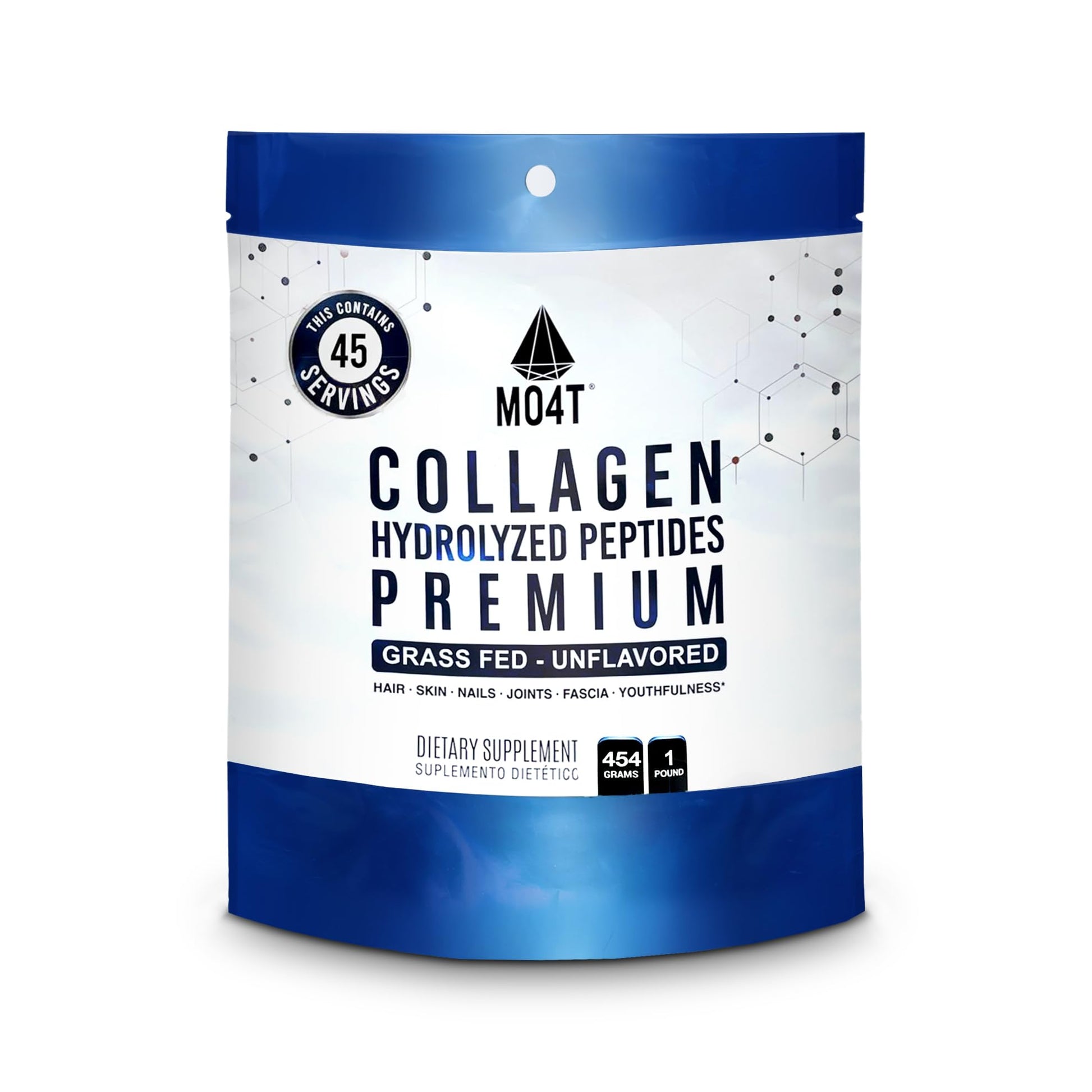 MOMOF4TRANSFORM MO4T Collagen Peptides Collagen Powder - Hydrolyzed Collagen - Grass-Fed - Unflavored, 1 Pound, 16