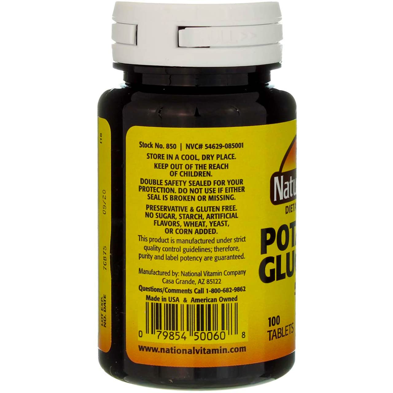 Nature's Blend Potassium Gluconate 500 mg Tablets, 100 Count