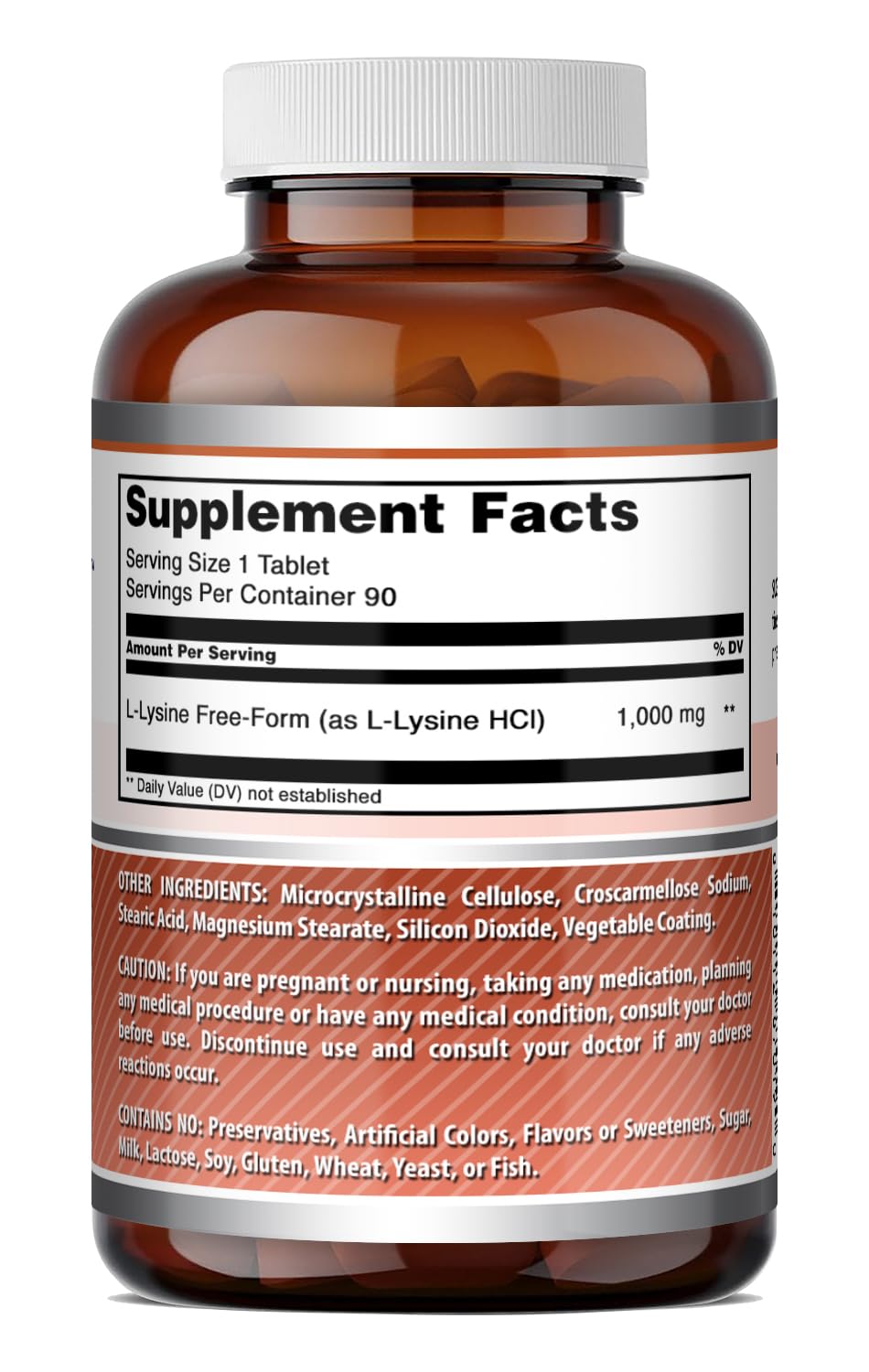 Amazing Nutrition L-Lysine 1000mg Amino Acid Tablets 90 Count