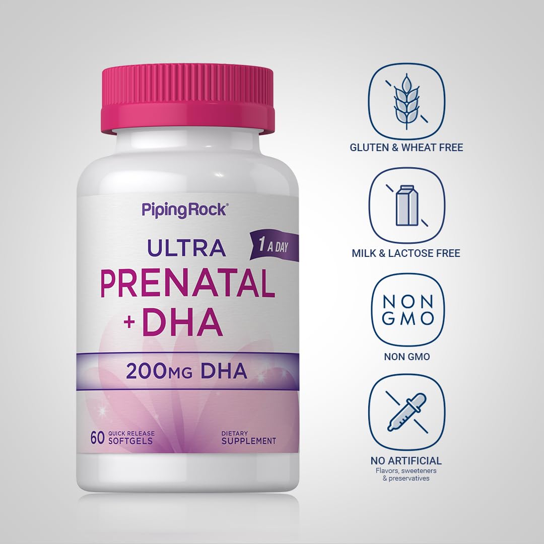 Piping Rock Prenatal Vitamins for Women with DHA Softgel 60