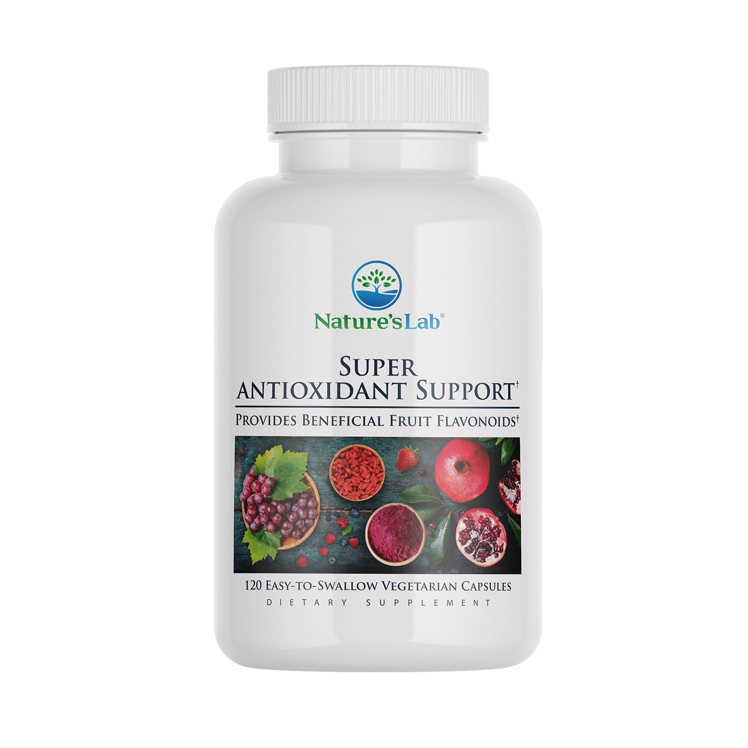 Nature's Lab Super Antioxidant Support - Resveratrol, Acai, Goji Berry, Noni Fruit, Pomegranate 120 Capsules
