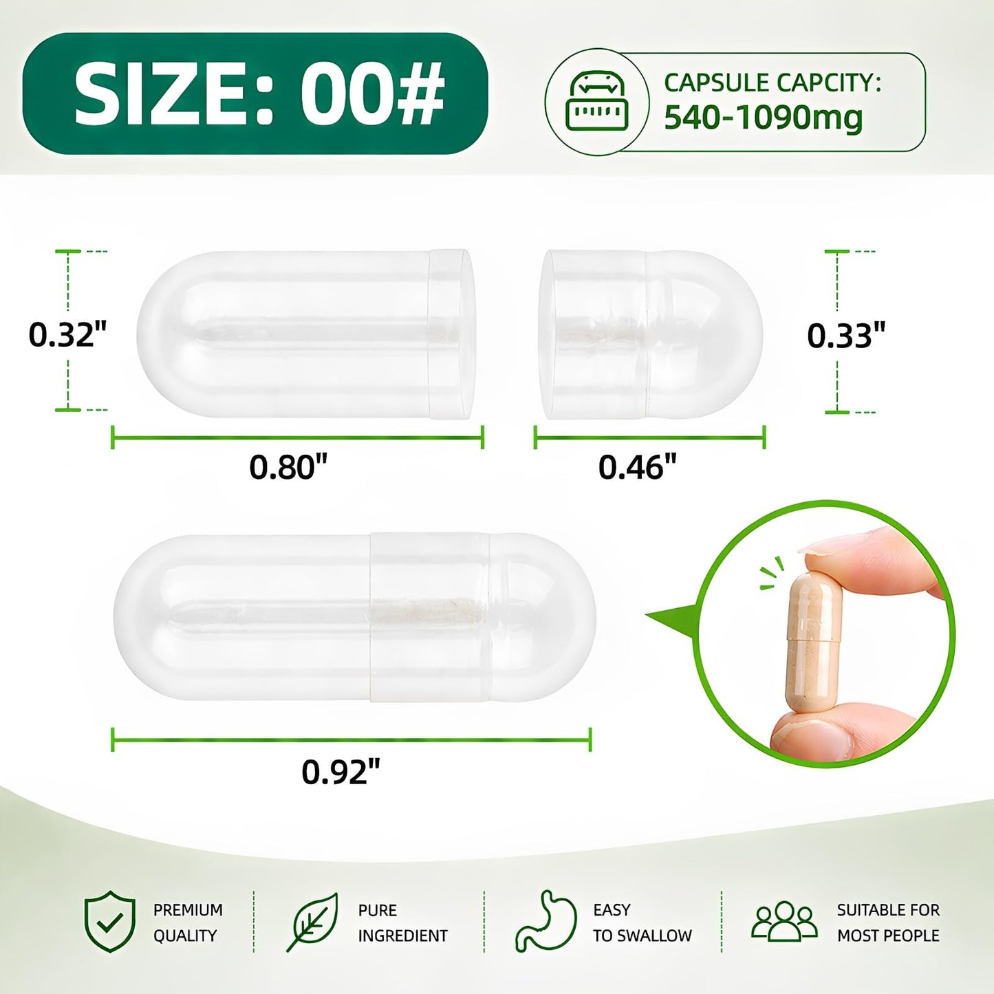 FUMMANY Size 00 Vegan Empty Pill Capsules, 100 Capsules