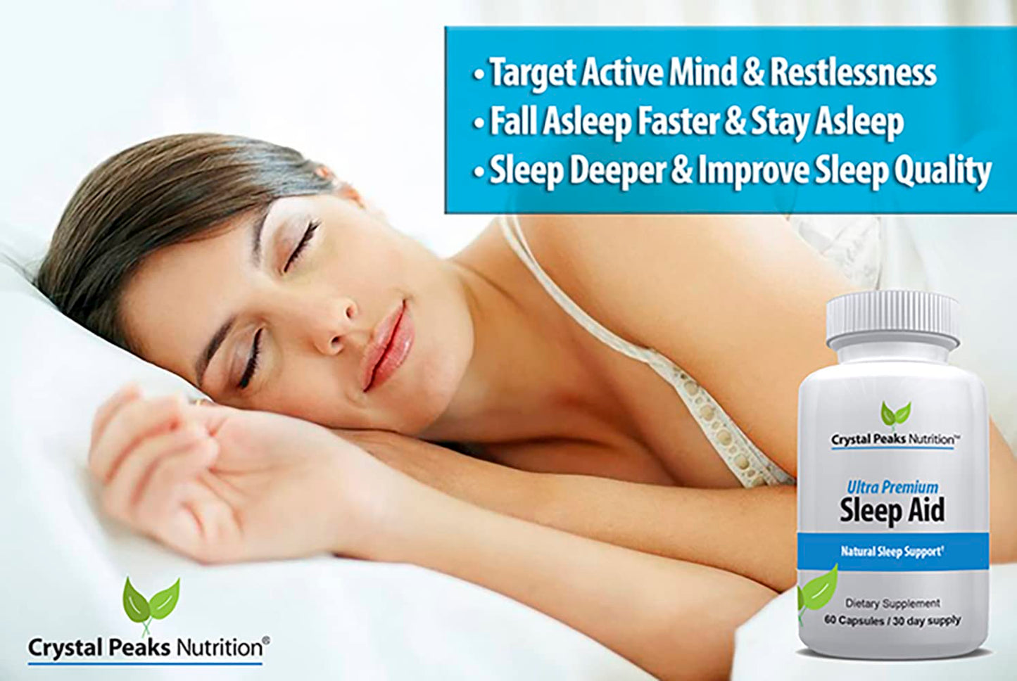 CRYSTAL PEAKS NUTRITION Natural Sleep Aid Herbal Sleep Supplement Capsule 60 Capsules