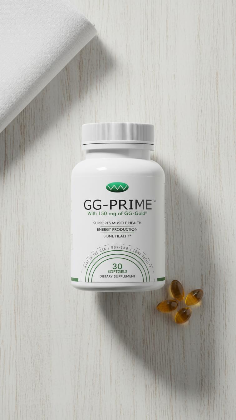 GG-PRIME Geranylgeraniol Supplement – 150 mg GG-Gold from Annatto – Supports CoQ10 Production, Muscle & Bone Health – 30 Softgels