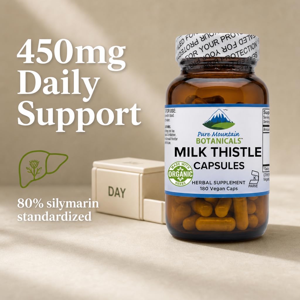 Pure Mountain Botanicals Milk Thistle Supplement Capsules 180