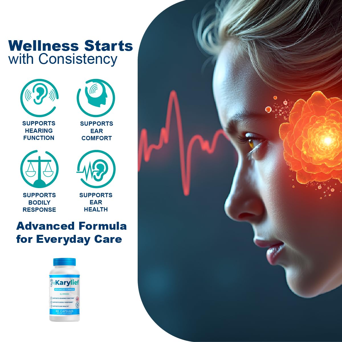 SPRESSO Karylief Capsules Tinnitus & Ear Health Advanced Support Supplement, 60 Capsules