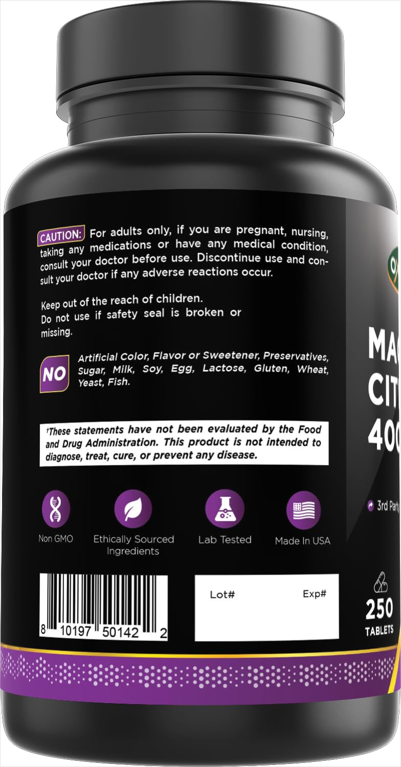 Oxify Magnesium Citrate 400 mg Tablets, 250 Tablets