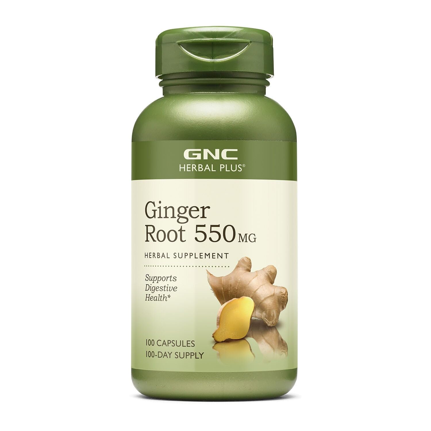 GNC Herbal Plus Ginger Root 550mg Capsules, 100 Count