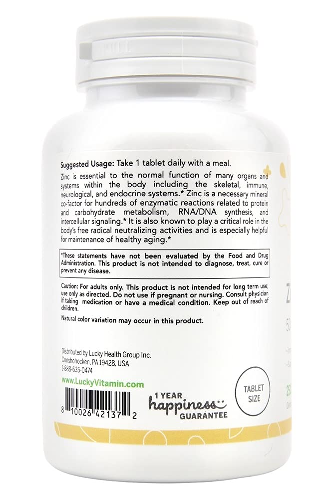 Lucky Vitamin Zinc Gluconate 50 mg Tablets 250 Count