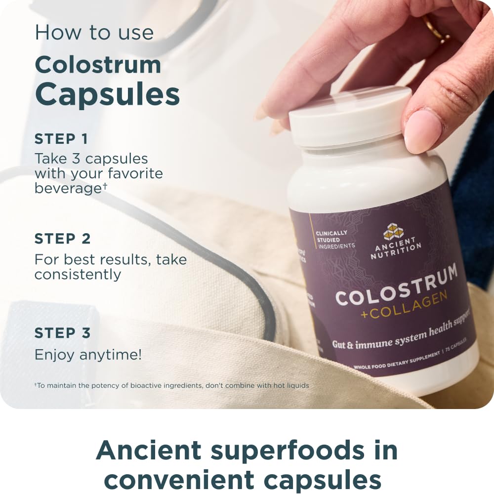 Ancient Nutrition Colostrum Superfood + Collagen Capsule, 75 Count