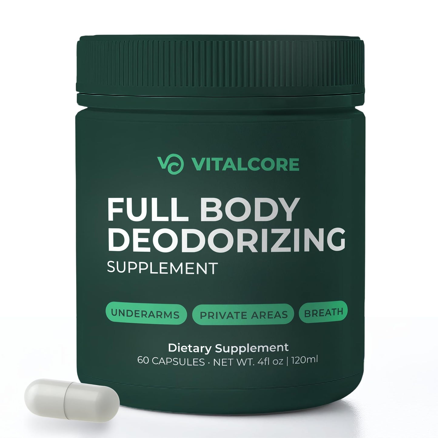 Vital Core Body Deodorizing Supplement - 200mg Chlorophyll, 60 Capsules