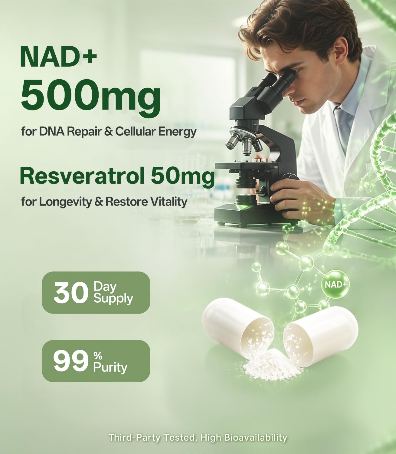 Oopeatol Liposomal NAD Resveratrol Supplement 500mg Capsule, 1 Capsule