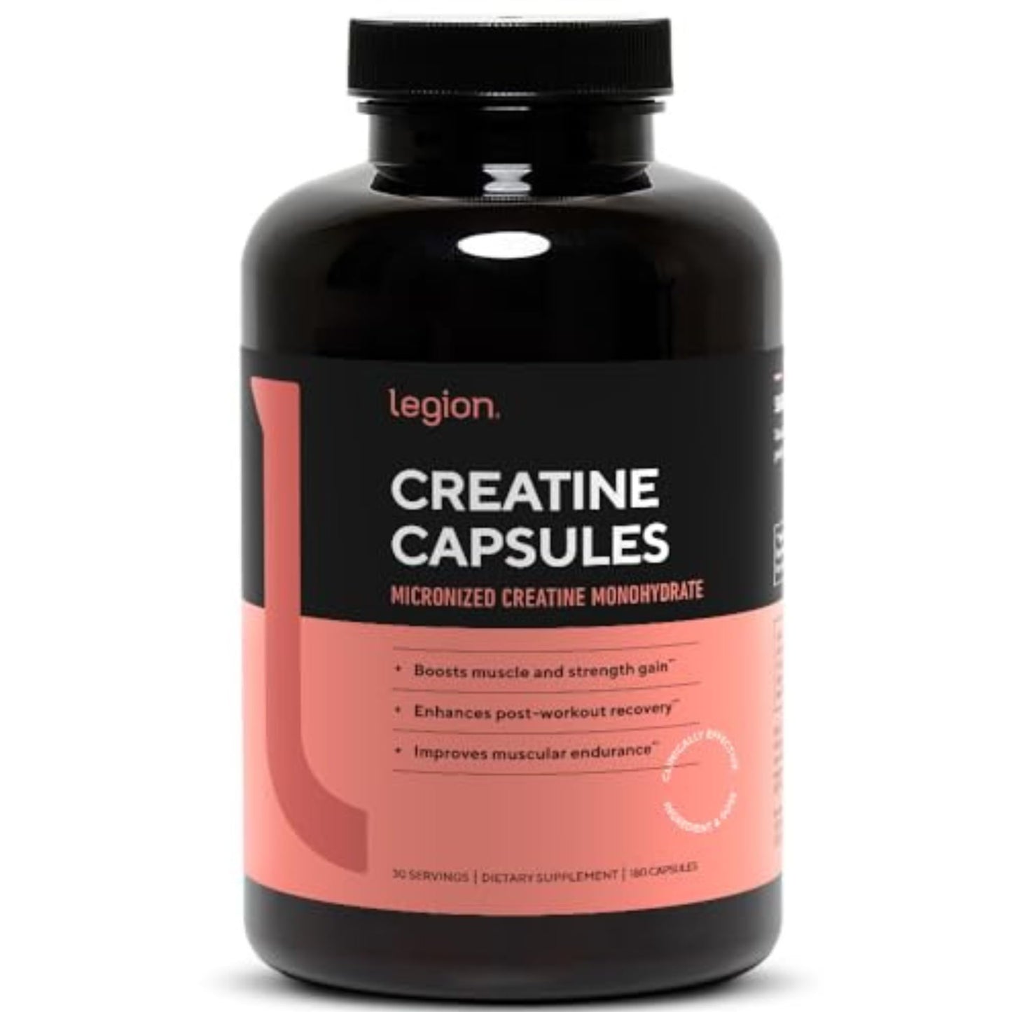 LEGION Micronized Creatine Monohydrate Supplement, Capsule, 180 Capsules