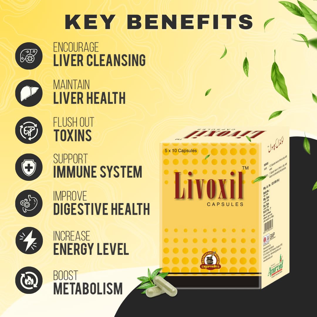 Ayurved Research Foundation Livoxil Liver Cleanse Detox & Repair Fatty Liver Formula - Natural Liver Health Support Supplement, 200 Capsules