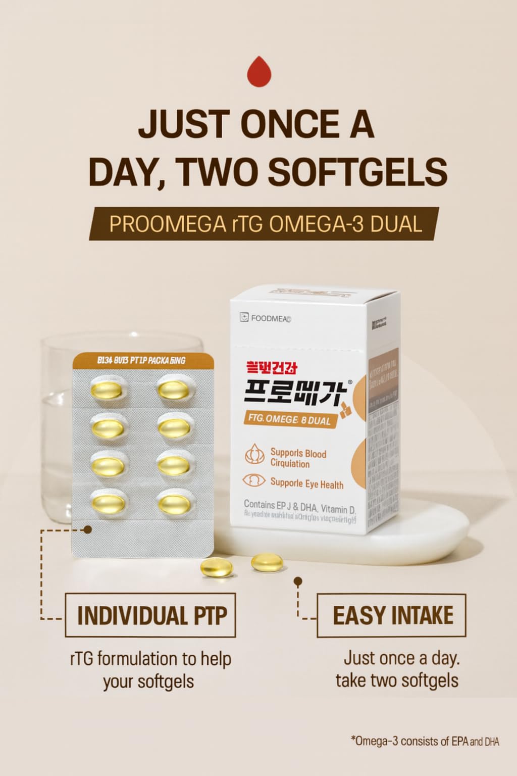 DAHLORE Omega-3 Fish Oil Softgels 600mg EPA DHA, 60 Count